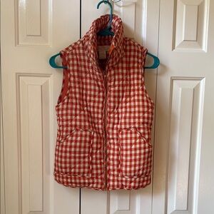 Orange and White Checkered Puffer Vest